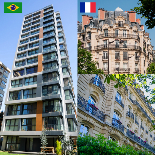Olha que diferença entre esses apartamentos. No Brasil o edifícios estão cada vez mais altos, enquanto na França a altura se mantém a mesma por décadas.