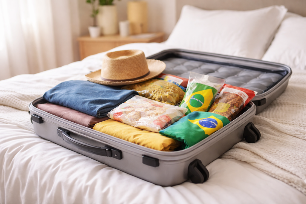 Produtos brasileiros na mala rumo à França